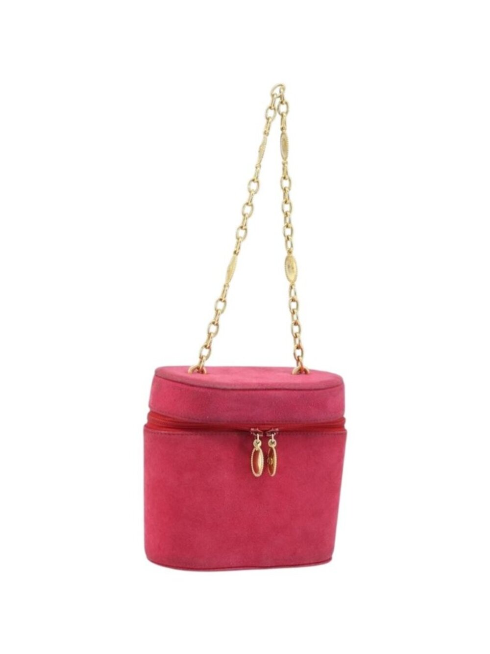 Christian Dior Chain Shoulder Bag Suede Pink Gold